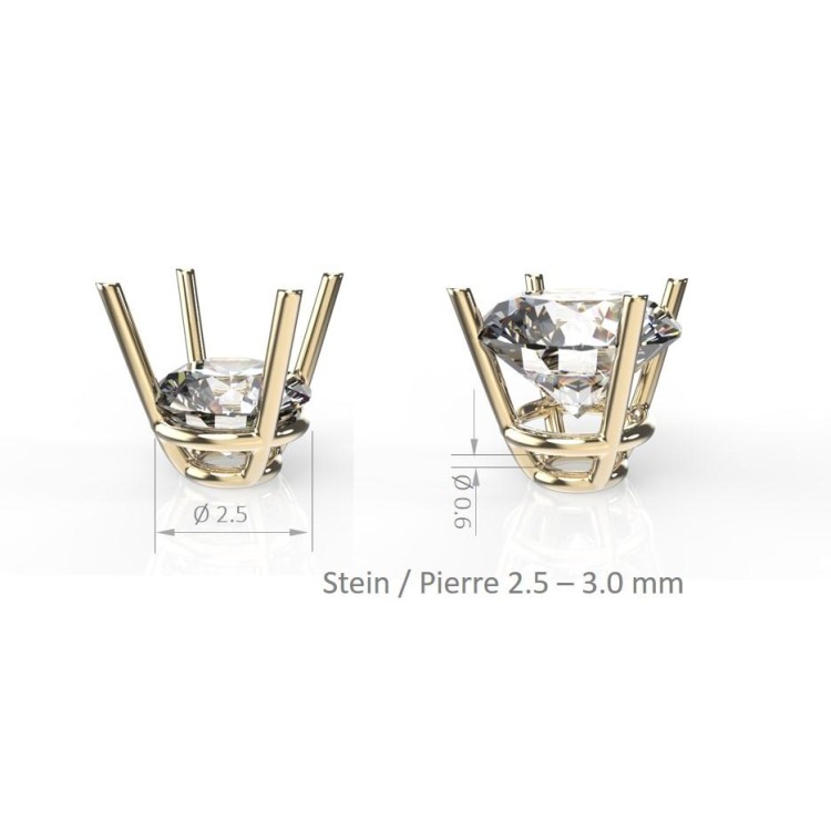 Chât. 4 grif. conique, pierre Ø 2.5-3.0 mm