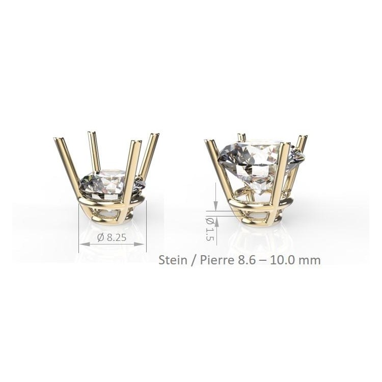 Chât. 4 grif. conique, pierre Ø 8.6-10.0 mm 